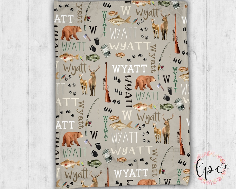 Personalized Hunting Fishing Blanket Custom Hunting Baby Etsy