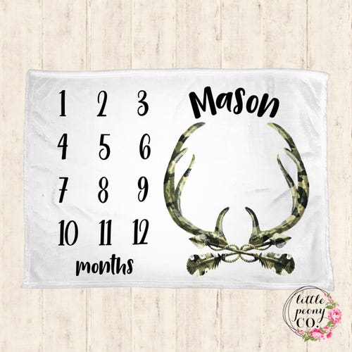 Deer Baby Milestone Blanket Monthly Growth Tracker Etsy