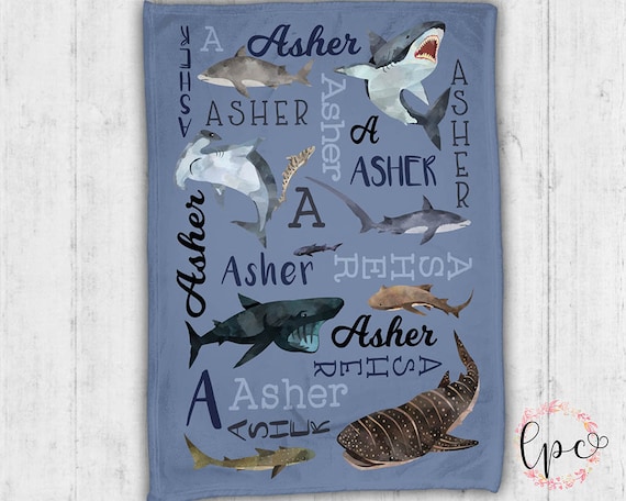Personalized Baby Blanket Receiving Baby Blanket Shark Baby Name Blanket Personalized Blanket Baby Shower Gift Shark Theme Shark Etsy Canada