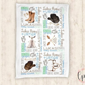 Personalized Western Baby Blanket - Baby Blanket - Name Pattern Blanket - Cowboy Cowgirl Baby Name Blanket - Personalized Baby Shower Gift