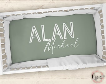 Personalized Crib Sheet -  Name Crib Sheet - Personalized Baby Fitted Crib Sheet - Baby Shower Gift - Personalized - Crib Sheet - Modern
