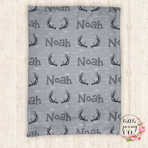 Personalized Baby Blanket - Baby Blanket - Personalized Baby Blanket - Antlers - Hunting Baby Blanket - Throw Blanket - Personalized Gifts
