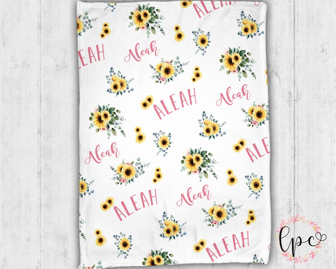 Personalized Baby Blanket Sunflower Personalized Blanket Name Blanket