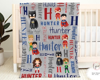 Personalized Super Hero Blanket - Super Heroes Baby Blanket - Superhero Personalized Blanket- Personalized Name Blanket - Baby Name Blanket