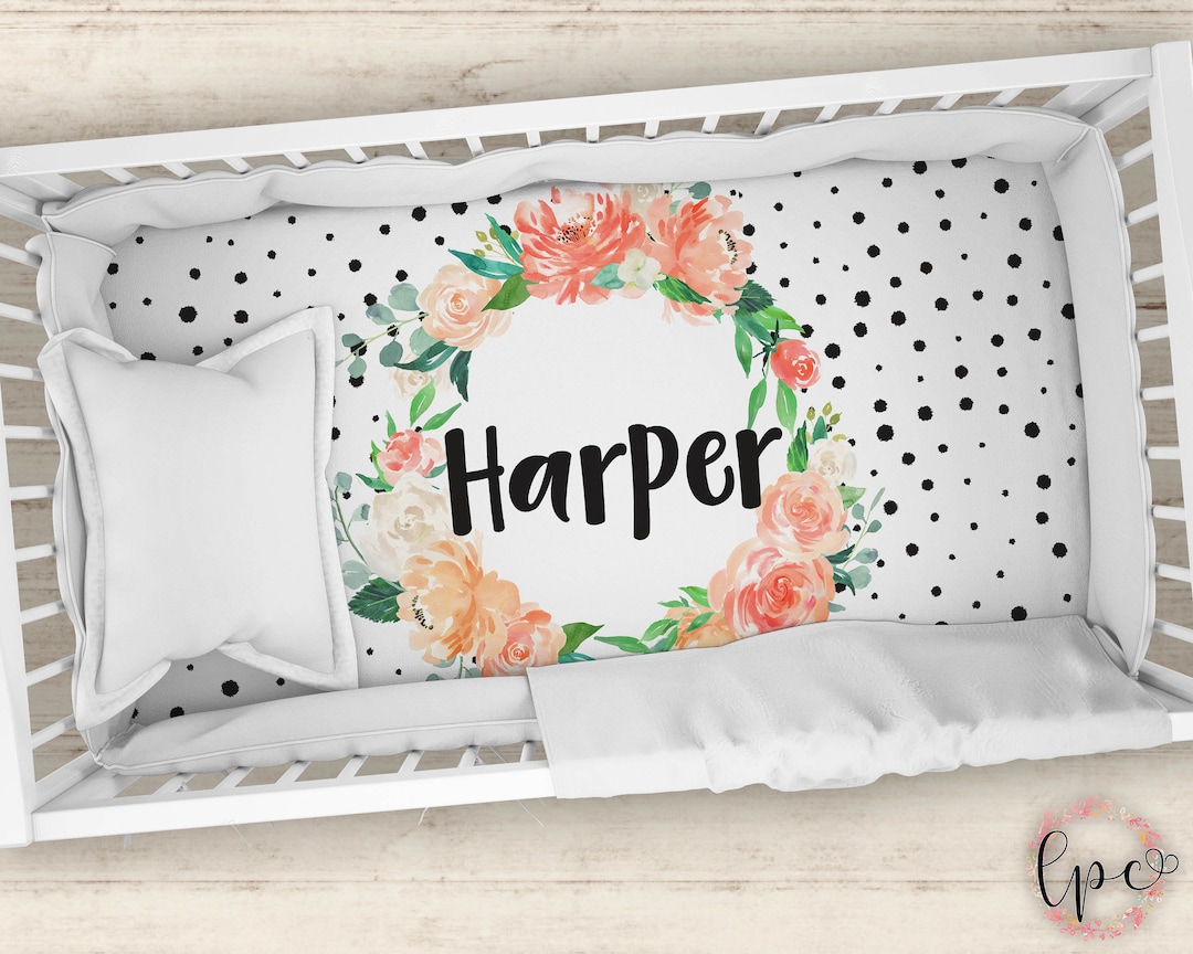 Personalized Crib Sheet Floral Crib Sheet Personalized Baby Fitted Crib ...