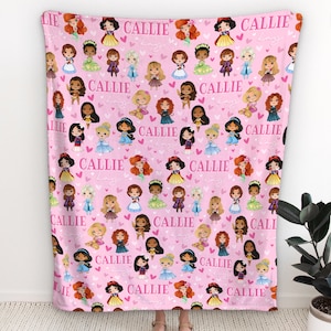 Gepersonaliseerde prinsesdeken - gepersonaliseerde prinsesdeken voor meisjes - meisjesnaamdeken - gepersonaliseerde deken - gepersonaliseerd beddengoed - prinses