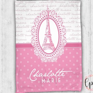 Personalized Paris Baby Blanket - Personalized Blanket - France Eiffel Tower Baby Blanket - Baby Blanket - Personalized Baby Blanket