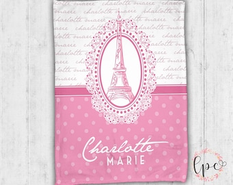 Personalized Paris Baby Blanket - Personalized Blanket - France Eiffel Tower Baby Blanket - Baby Blanket - Personalized Baby Blanket