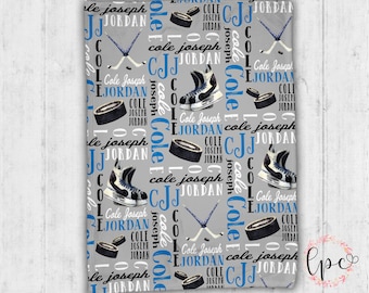 Manta personalizada para bebê - Manta para bebê - Manta com nome - Manta para bebê com tema de hóquei, Manta decorativa, Hóquei