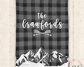 Personalized Blanket - Baby Blanket - Personalized Baby Blanket - Mountain Themed - Plaid  Blanket - Throw Blanket - Personalized Gifts