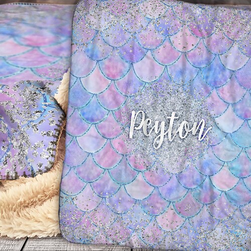 Personalized Mermaid Blanket Baby Blanket Mermaid Scale Etsy