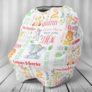 パーソナライズされたカーシートキャノピーカバー - ベビーカーシートカバー - パーソナライズされた授乳カバー - カーシートキャノピーカバー - ゾウ - 授乳カバー