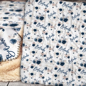 Personalized Blanket - Sherpa Throw Blanket -  Floral Blanket - Wildflowers Blanket - Personalized Name Blanket - Baby Blanket - Sherpa