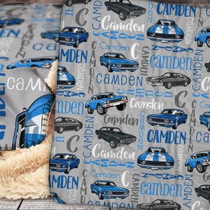 Personalized Cars Blanket - Muscle Car Baby Blanket - Sports Car Personalized Baby Blanket Custom Baby Blanket - Personalized Name Blanket
