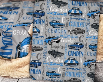 Personalized Cars Blanket - Muscle Car Baby Blanket - Sports Car Personalized Baby Blanket Custom Baby Blanket - Personalized Name Blanket