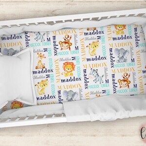 Personalisiertes Sbettlaken - Safaritiere Sbettlaken - personalisiertes Baby Spannbettlaken - individuelles Zebra Löwe Affe Elefant Bettlaken