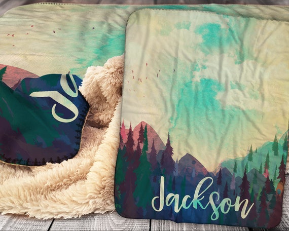 Personalized Blanket Sherpa Throw Blanket Outdoor Rustic
