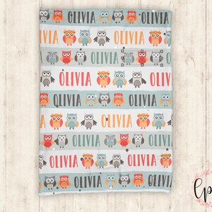 Personalized Baby Blanket - Owl Baby Blanket -  Owl Blanket - Personalized Name Blanket - Minky Baby Blanket - Personalized Baby Shower Gift
