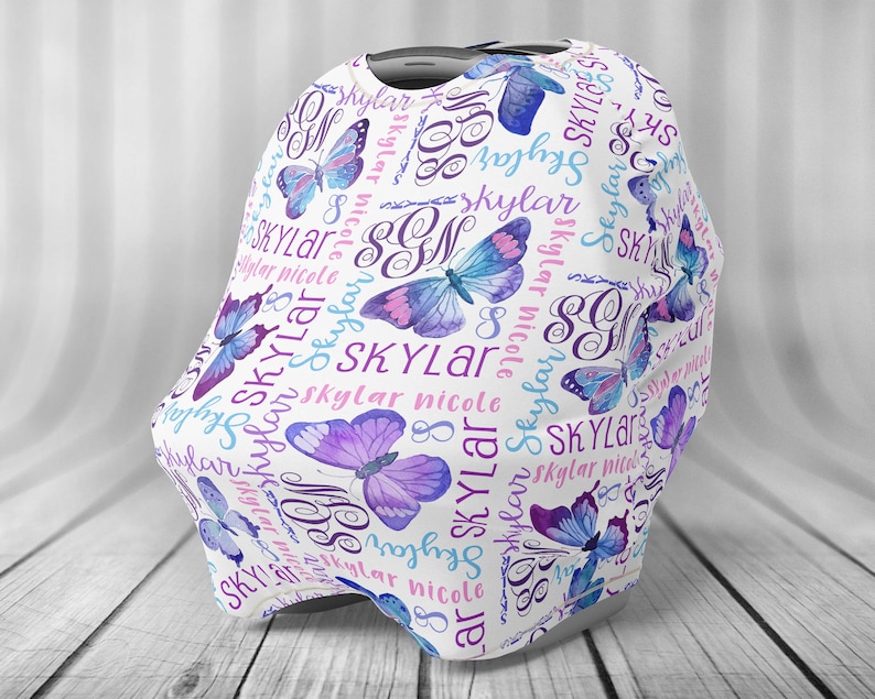 Personalized Nursing Cover Nursing Cover Name Pattern Car Seat Cover Personalized Car Seat Cover Butterfly Baby Car Seat Cover