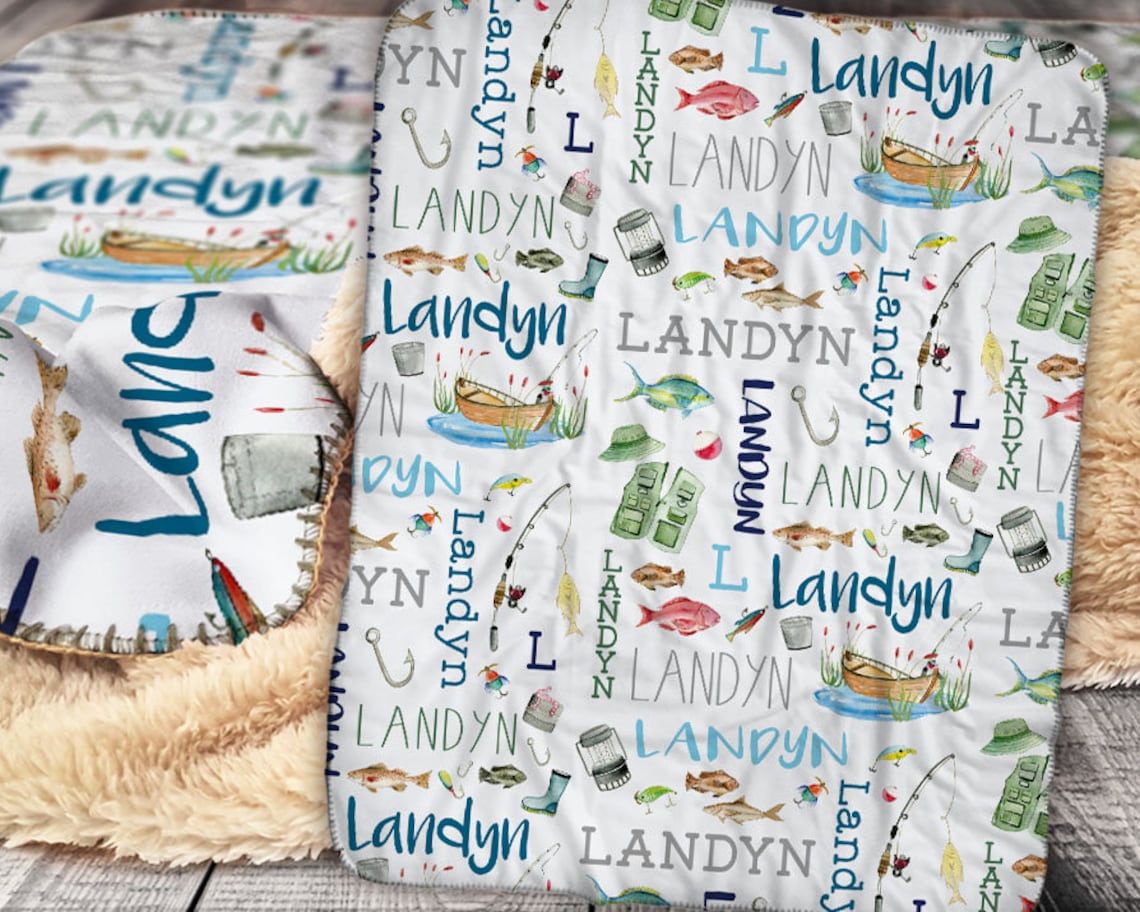Personalized Fishing Blanket Sherpa Throw Blanket Baby Etsy