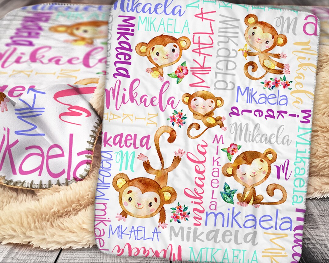 Personalized Monkey Blanket Personalized Monkey Blanket Rainbow Monkey Baby Blanket Personalized