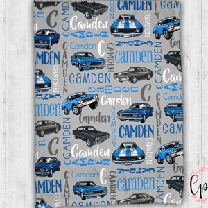 Personalized Muscle Car Baby Blanket - Sport Car Personalized Blanket - Pattern Throw Blanket - Personalized Baby Blanket Vintage Muscle Car