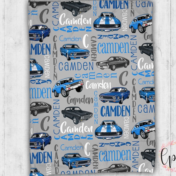 Manta personalizada para bebé con diseño de Muscle Car - Manta personalizada con diseño de coche deportivo - Manta estampada - Manta personalizada para bebé con diseño de Muscle Car vintage