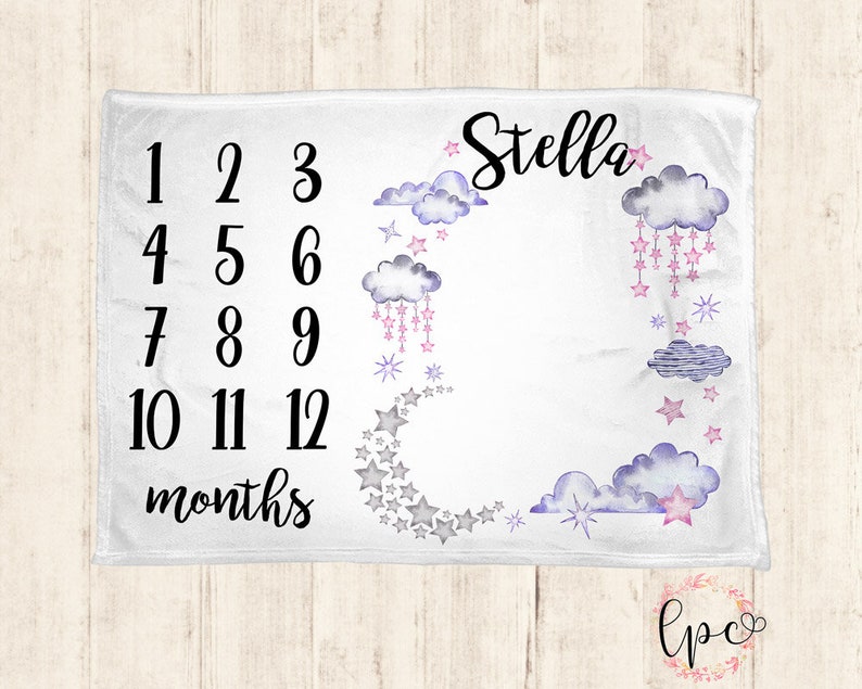 Baby Milestone Blanket Moon N Stars Receiving Baby Monthly Etsy