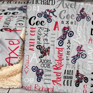 Personalized Dirt Bike Blanket - Dirt Bike Name Blanket - Dirt Bike Personalized Baby Blanket - Baby Blanket - Personalized Name Blanket