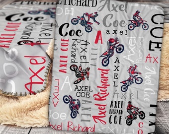 Personalisierte Dirt Bike Decke - Dirt Bike Namensdecke - Dirt Bike personalisierte Babydecke - Babydecke - personalisierte Namensdecke