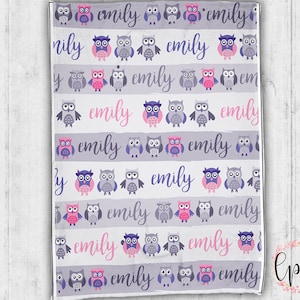 Personalized Baby Blanket - Owl Baby Blanket -  Owl Blanket - Personalized Name Blanket - Minky Baby Blanket - Personalized Baby Shower Gift