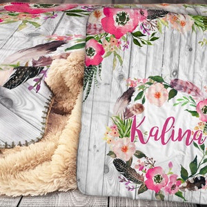 Personalized Blanket - Baby Blanket -  Personalized Baby Blanket - Flower Blanket - Personalized Name Blanket - Baby Blanket, Sherpa, Floral