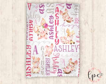 Personalized Baby Blanket - Personalized Blanket - Piglet Blanket - Name Blanket - Piggy Pig - Custom Pig Blanket - Name Blanket