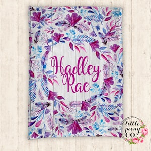 Personalized Baby Blanket- Baby Blanket - Name Blanket - Feather Blanket - Personalized Blanket - Watercolor Feather Blanket