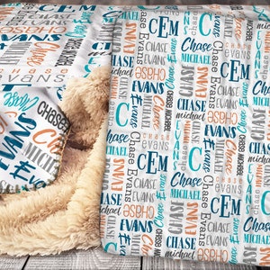 Personalized Name Blanket - Sherpa Throw Blanket -  Name Blanket - Name Pattern Blanket - Personalized Baby Name Blanket - Baby Blanket