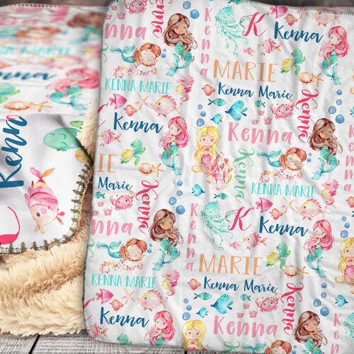 Personalized Mermaid Blanket Baby Blanket Mermaid Etsy