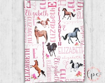 Personalized Horse Baby Blanket - Personalized Blanket - Horse Blanket - Personalized Name Blanket - Horse Pony -  Custom Name Blanket