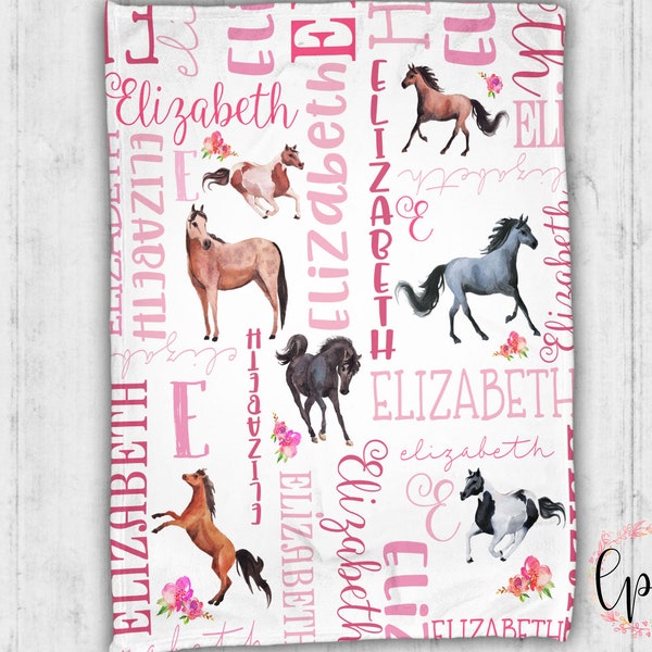 Personalized Horse Baby Blanket - Personalized Blanket - Horse Blanket - Personalized Name Blanket - Horse Pony -  Custom Name Blanket