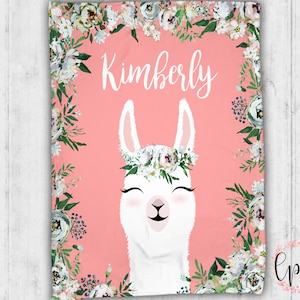 Personalized Llama Alpaca Baby Blanket - Throw Blanket -   Llama Alpaca Blanket - Personalized Blanket - Name Blanket - Baby Blanket - Minky