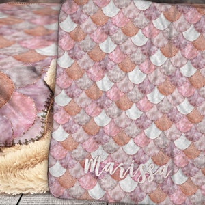 Personalized Mermaid Blanket - Baby Blanket - Mermaid Scale - Mermaid Sherpa Blanket - Baby blanket - Personalized Baby Blanket - Mermaid
