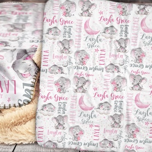 Elefant Decke personalisiert - Elefant Babydecke - Personalisierte Babydecke - Personalisierte Babydecke - Personalisierte Namensdecke - Sterne