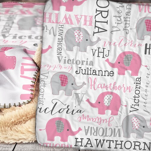 Personalized Elephant Blanket Elephant Baby Blanket Etsy