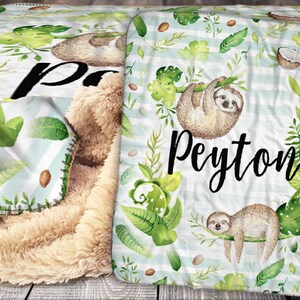 Personalized Blanket - Sloth Blanket -  Sloth Personalized Blanket - Personalized Baby Blanket - Personalized Name Blanket - Sloth Blanket