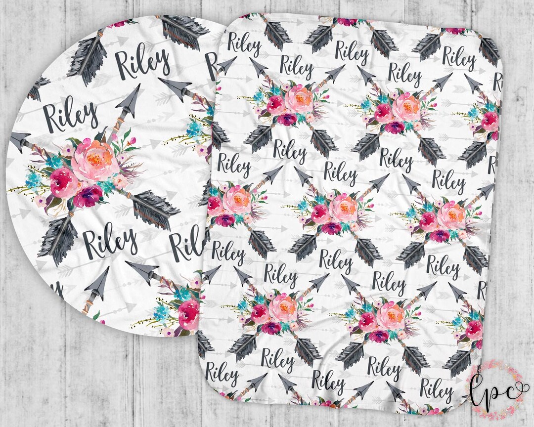 Personalized Arrow Baby Blanket Baby Name Pattern Swaddle Custom Arrow