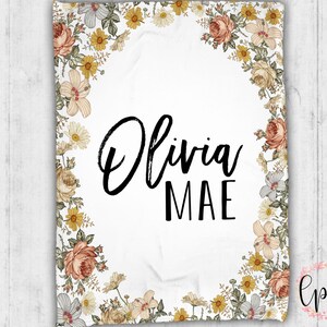 Gepersonaliseerde babydeken - babydeken - bloemendeken - deken wilde bloemen - gepersonaliseerd cadeau - kraamcadeau - deken gooien