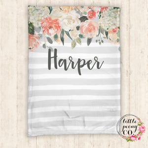 Personalized Baby Blanket Personalized Blanket Throw Blanket Floral Blanket Floral Baby Blanket Floral Watercolor Pattern image 1