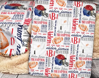 Personalized Football Blanket - Football Blanket -  Sports Football - Personalized Baby Blanket - Personalized Baby Name Blanket - Football