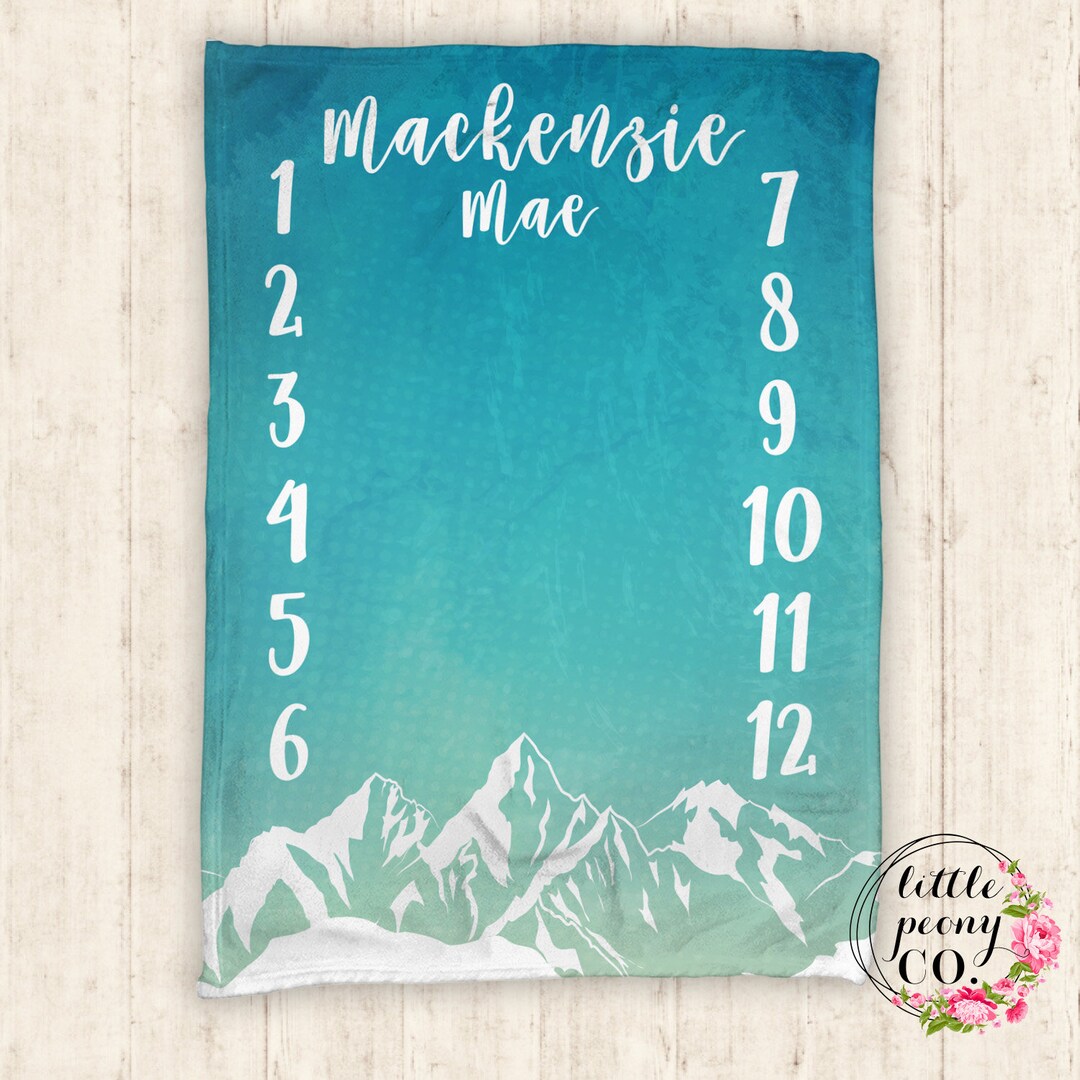 Baby Milestone Blanket Mountain Watercolor Monthly Milestone Blanket