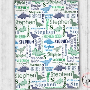 Personalized Baby Name Blanket - Personalized Blanket - Throw Blanket - Dinosaur Blanket - Dinosaur Baby Blanket - Dinosaur Pattern - Dino