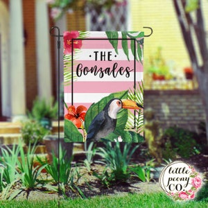 Personalized Garden Flag - Tropical Summer Custom Yard Flag